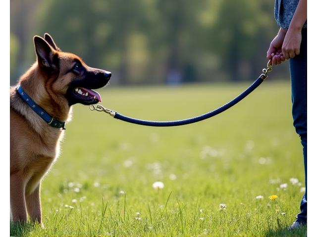 Dog being trained with a professional training leash